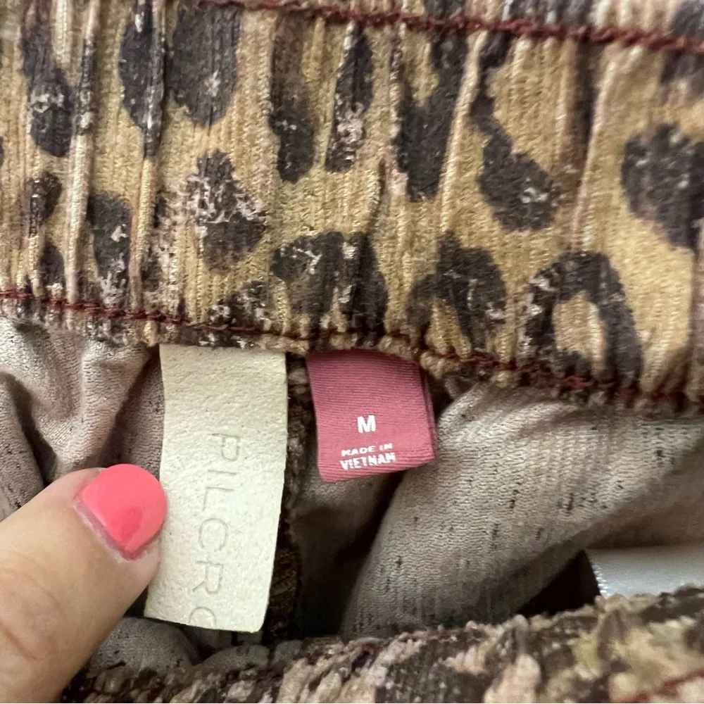 Anthropologie Brown Leopard Print Drawstring Pants